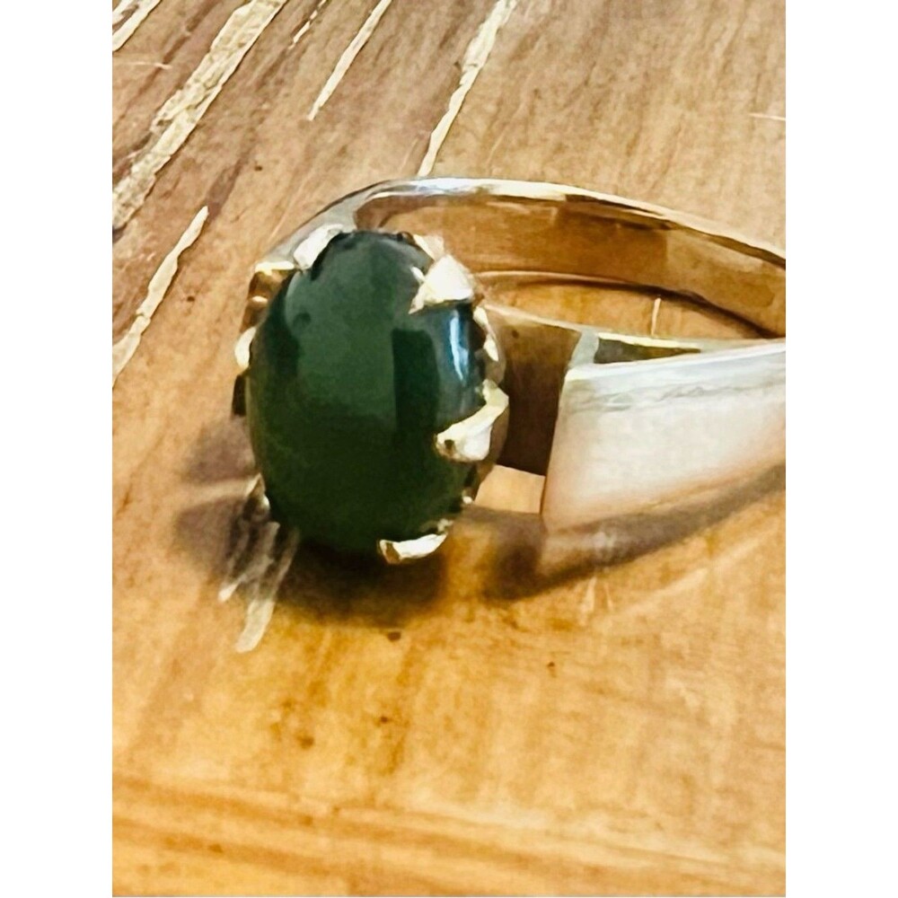 10K Yellow Gold Jadeite Jade Cabochon Ring 1.00ct 4.32g Appraised $1900